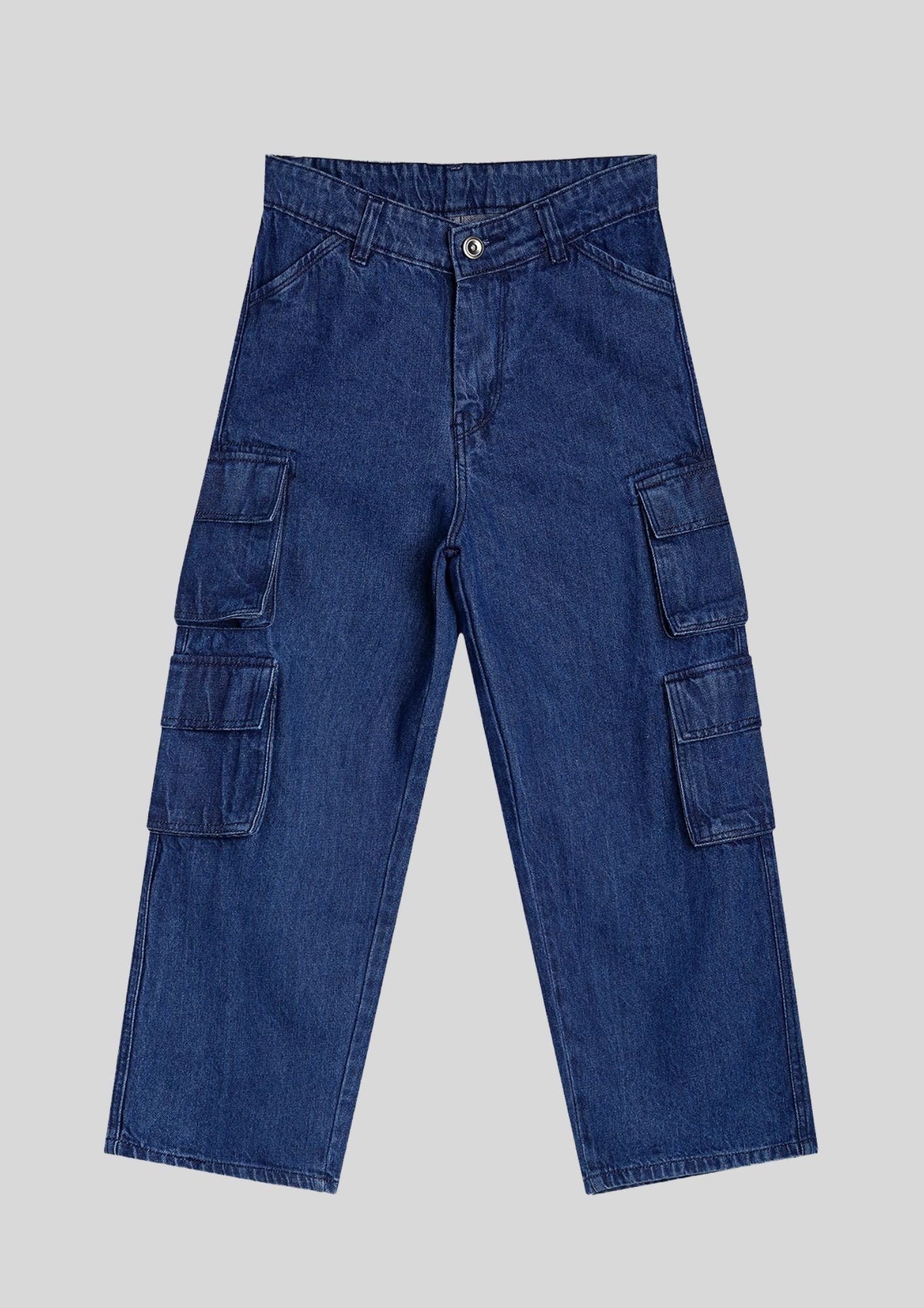 CHILINS Kids’ Blue Baggy Jeans with Logo T‑Shirt – Trendy Casual Wear for Girls