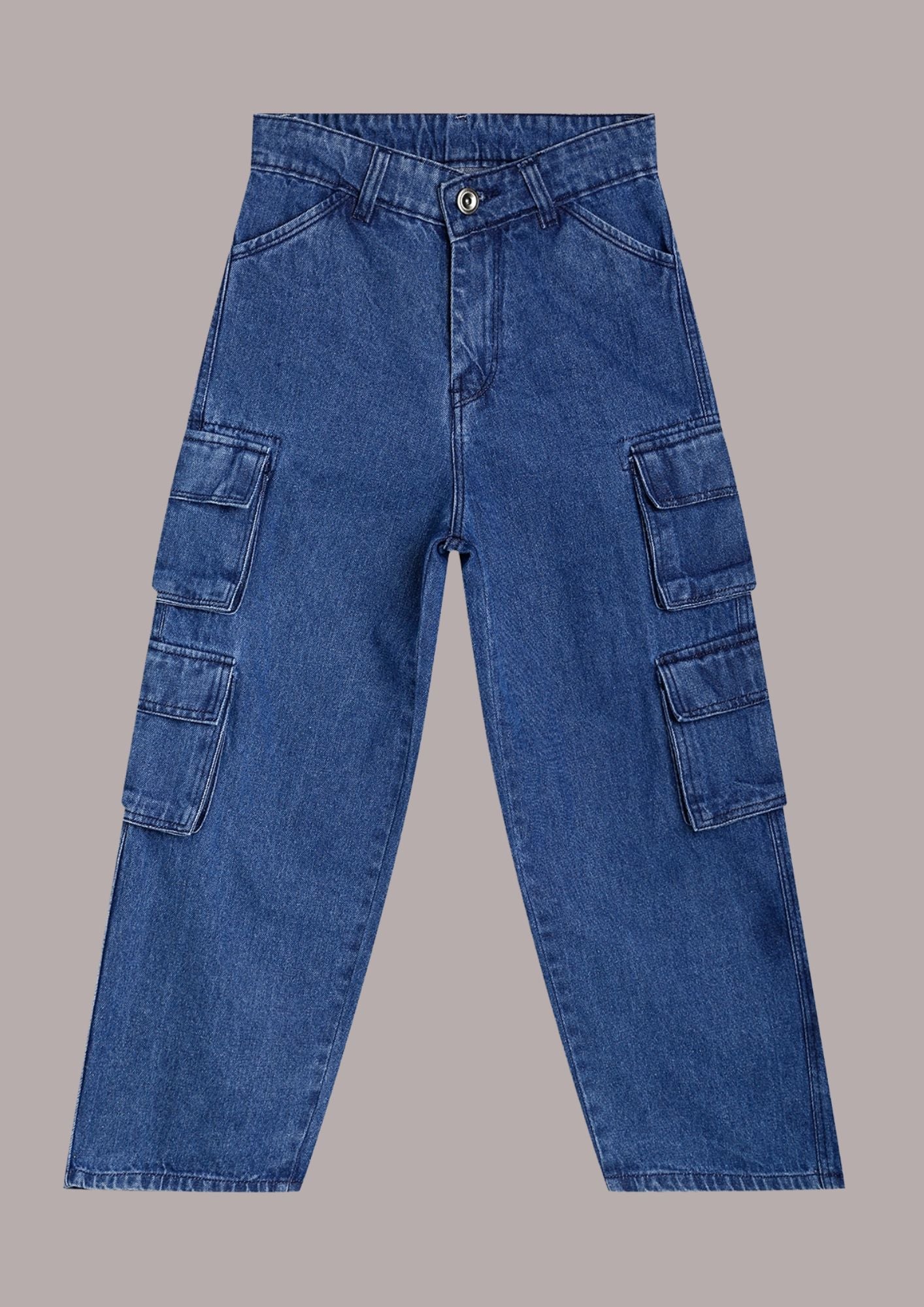 CHILINS Kids’ Blue Baggy Jeans with Logo T‑Shirt – Trendy Casual Wear for Boys