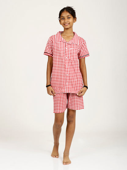 CHILINS Girls Shirt & Shorts Night Dress  Pure Cotton Sleepwear