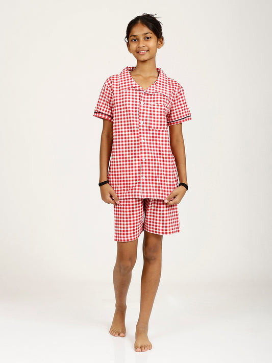 CHILINS Girls Shirt & Shorts Night Dress  Pure Cotton Sleepwear