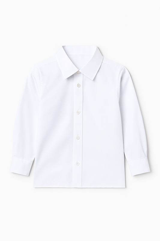 CHILINS Kids White Solid Formal Shirt | Full Sleeve Button-Down Shirt