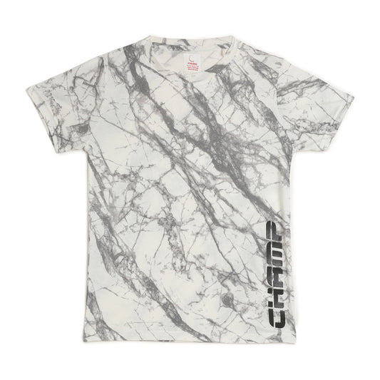 Boy Cotton Regular Fit Printed T-Shirt - Half Sleeve - Round Neck| White Grey Tie Dye champ