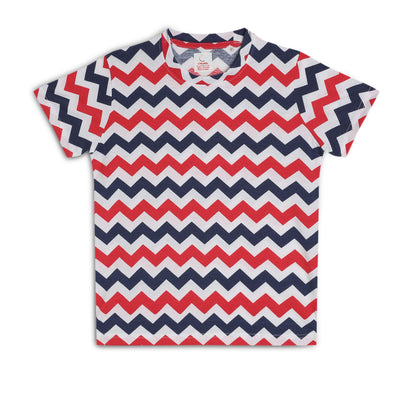 Kids Girls Regular Round Neck Cotton Fit T-Shirt Striped
