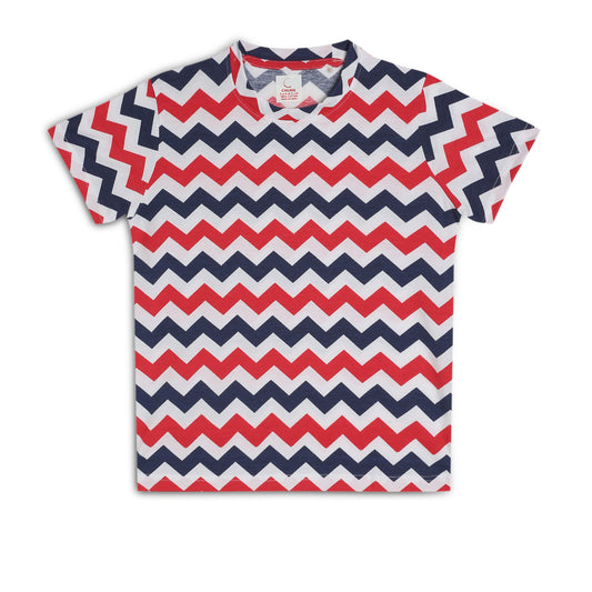 Kids Girls Regular Round Neck Cotton Fit T-Shirt Striped