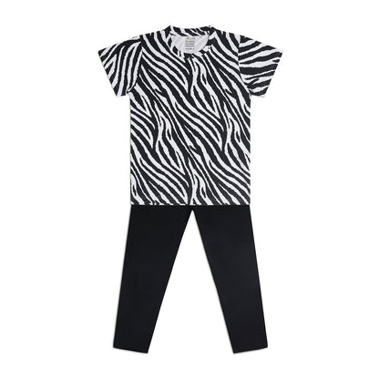 Sleepwear Set | Tshirt Pyjama Pant Set | Nightsuit Set | Boys & Girls Cotton Fabric Black