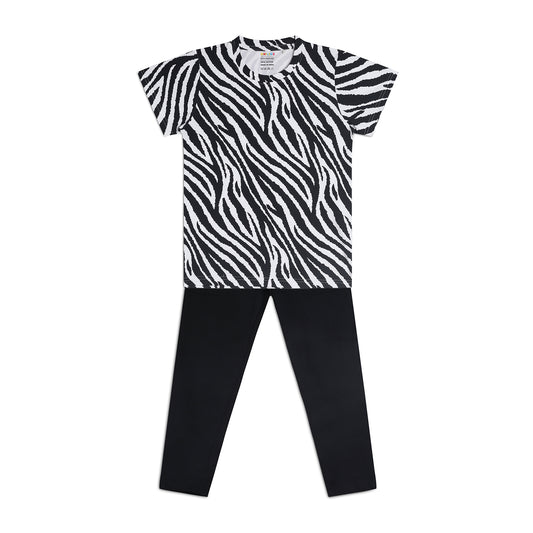 Sleepwear Set | Tshirt Pyjama Pant Set | Nightsuit Set | Boys & Girls Cotton Fabric Black