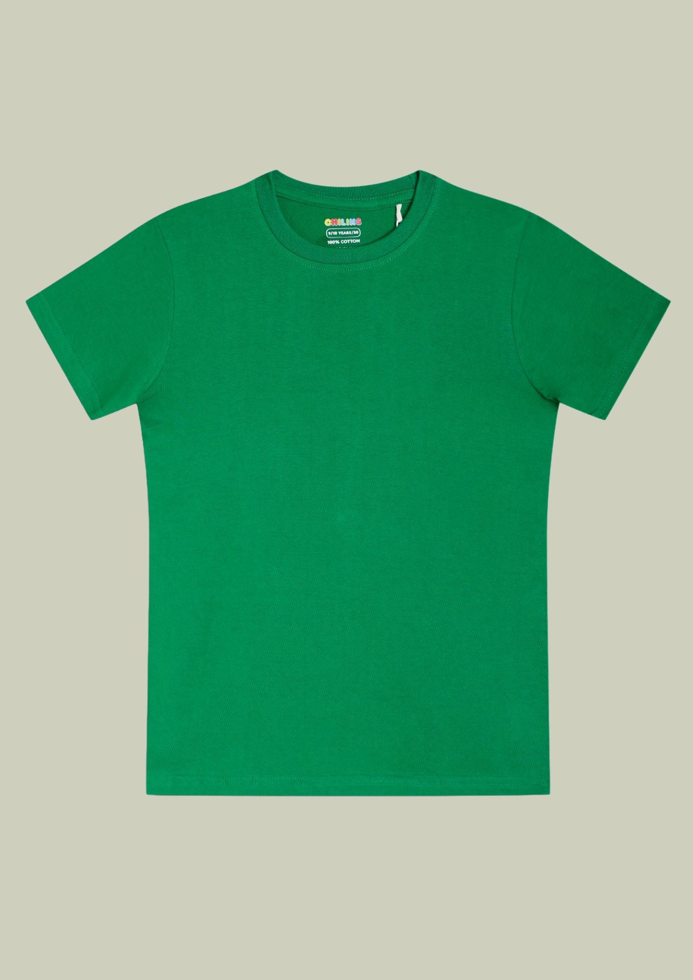 CHILINS Kids’ Green Cotton T‑Shirt – Soft Crew‑Neck Everyday Wear