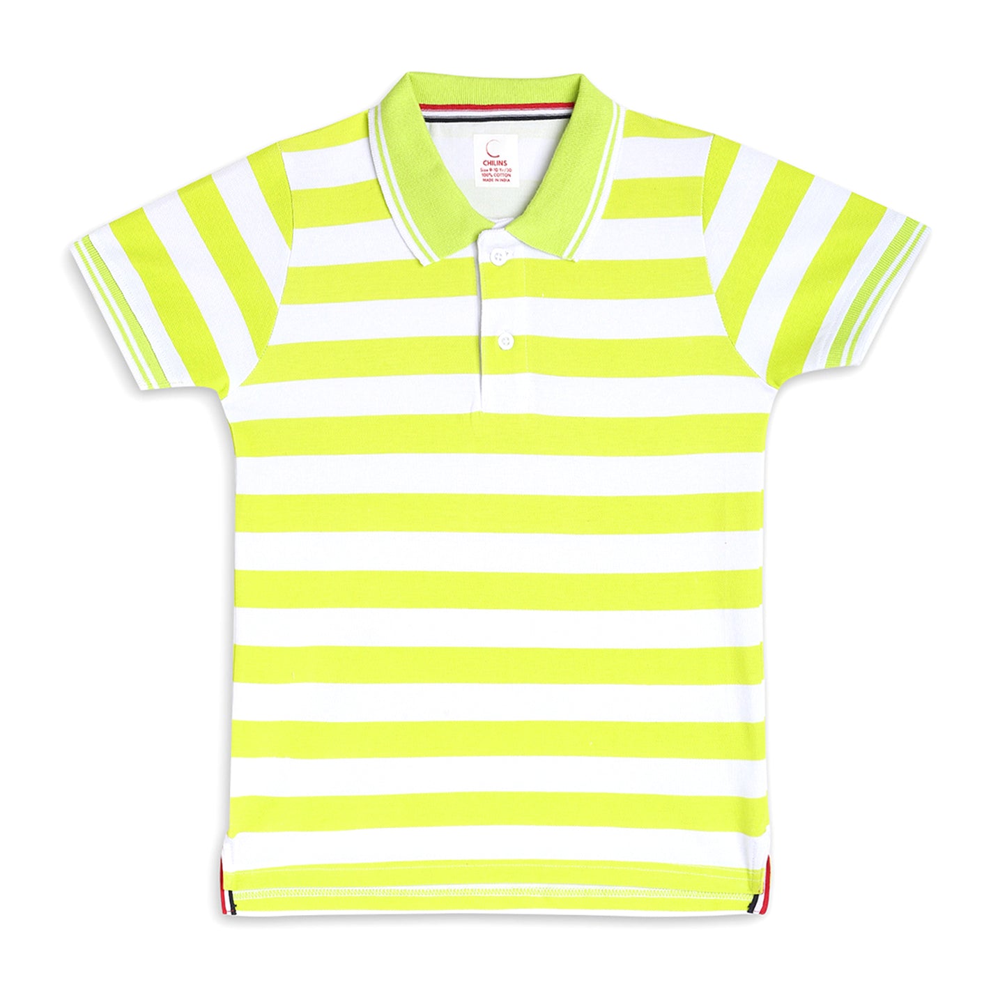 Chilins Kids Striped Polo Tshirt, Color - Green