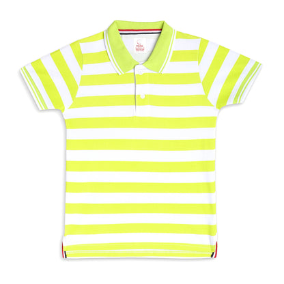 Chilins Kids Striped Polo Tshirt, Color - Green