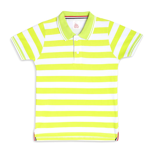 Chilins Kids Striped Polo Tshirt, Color - Green