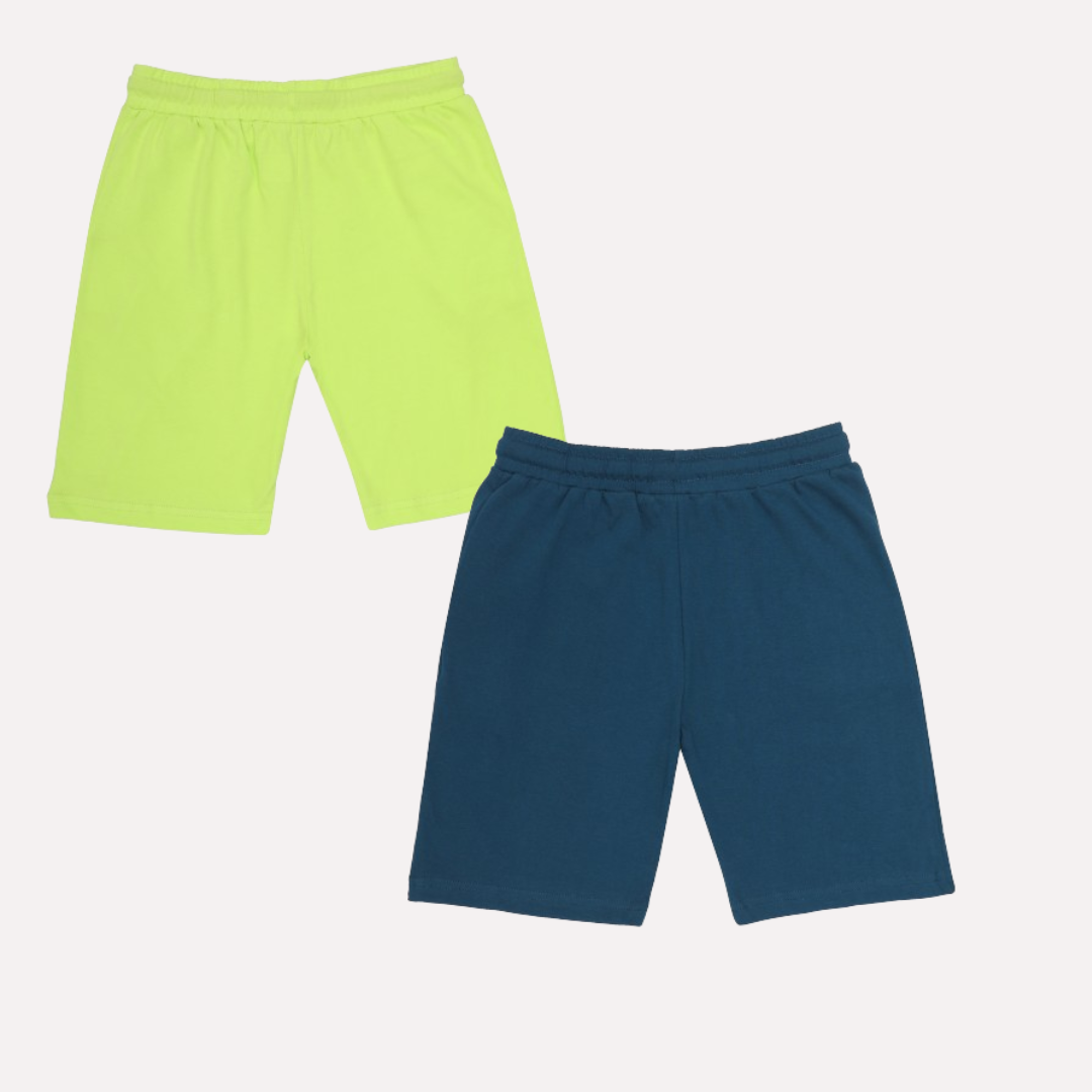 Kids Cotton Shorts Green & Blue