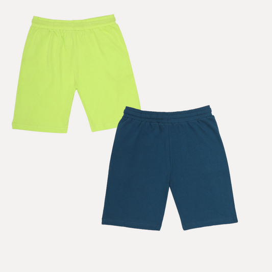Kids Cotton Shorts Green & Blue