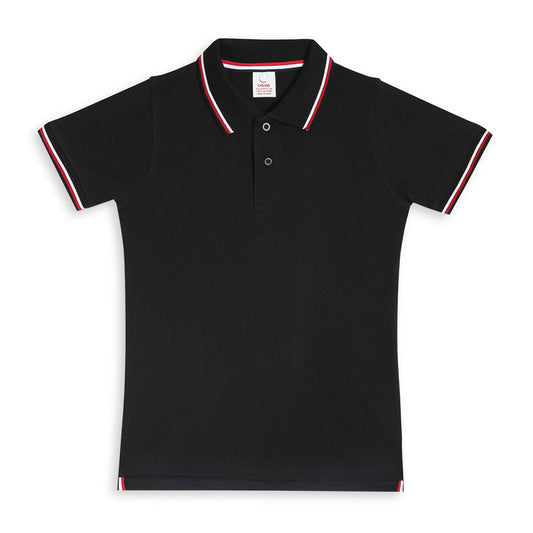 Chilins Kids Solid Polo Tshirt, Color - Black