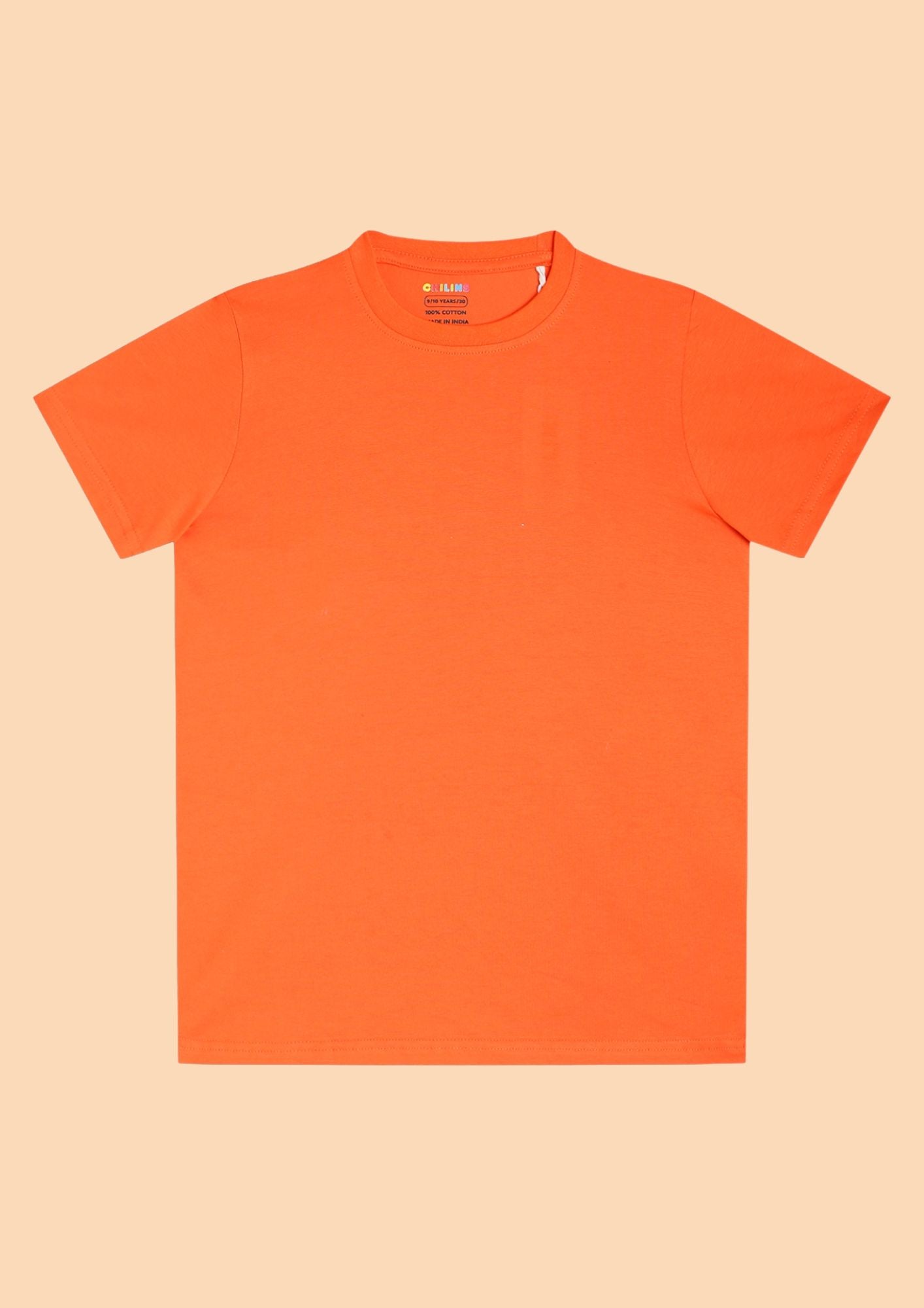 CHILINS Kids’ Orange Cotton T‑Shirt – Soft Crew‑Neck Everyday Wear