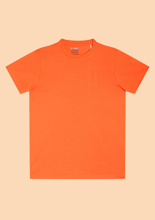 CHILINS Kids’ Orange Cotton T‑Shirt – Soft Crew‑Neck Everyday Wear