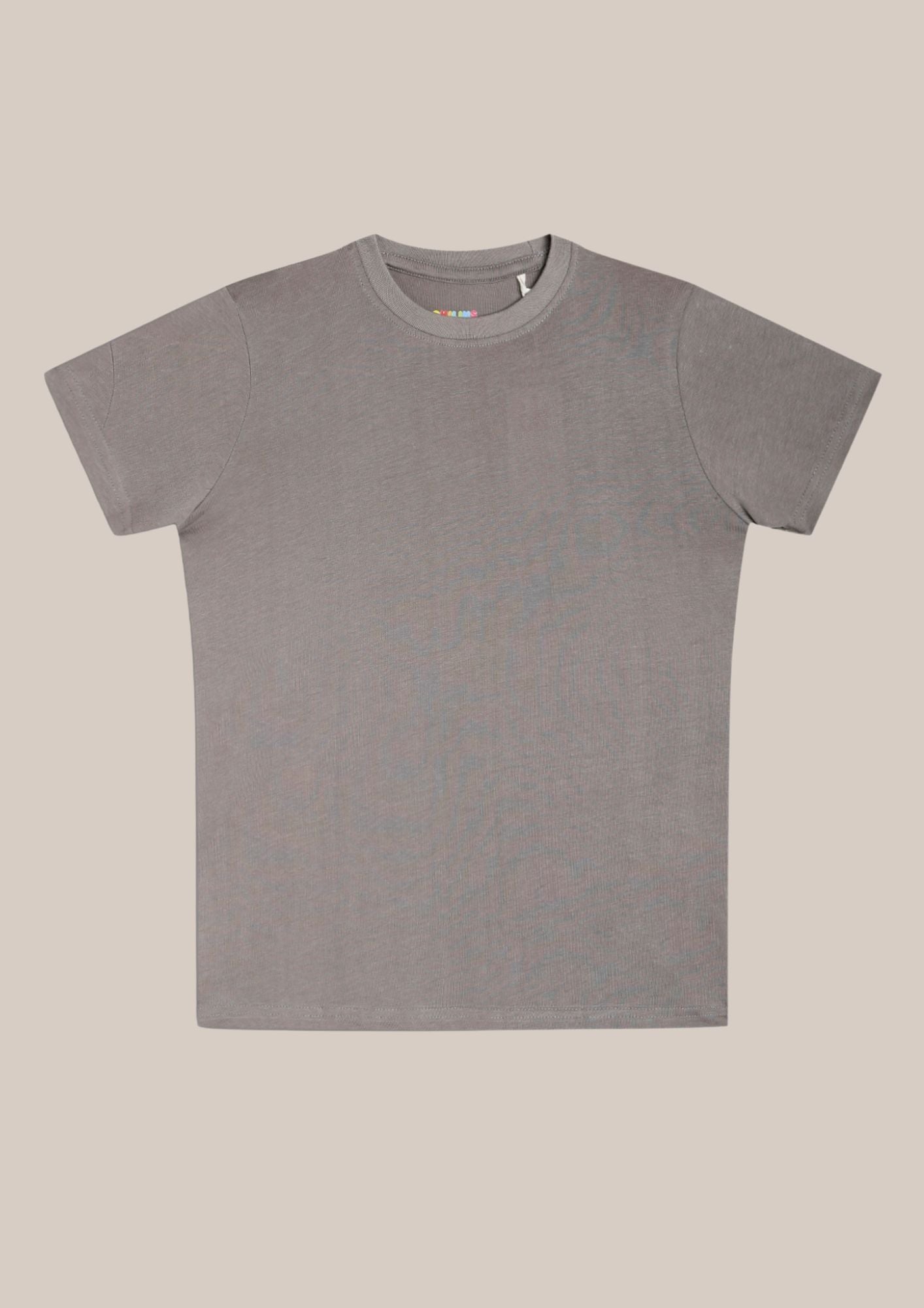 CHILINS Kids’ Mehandi Grey Cotton T‑Shirt – Soft Crew‑Neck Everyday Wear