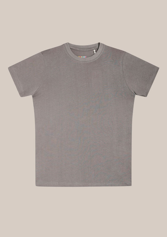 CHILINS Kids’ Mehandi Grey Cotton T‑Shirt – Soft Crew‑Neck Everyday Wear