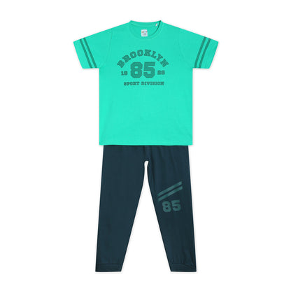 Boys Cotton Tshirt Pajama Set Knit Half Sleeves