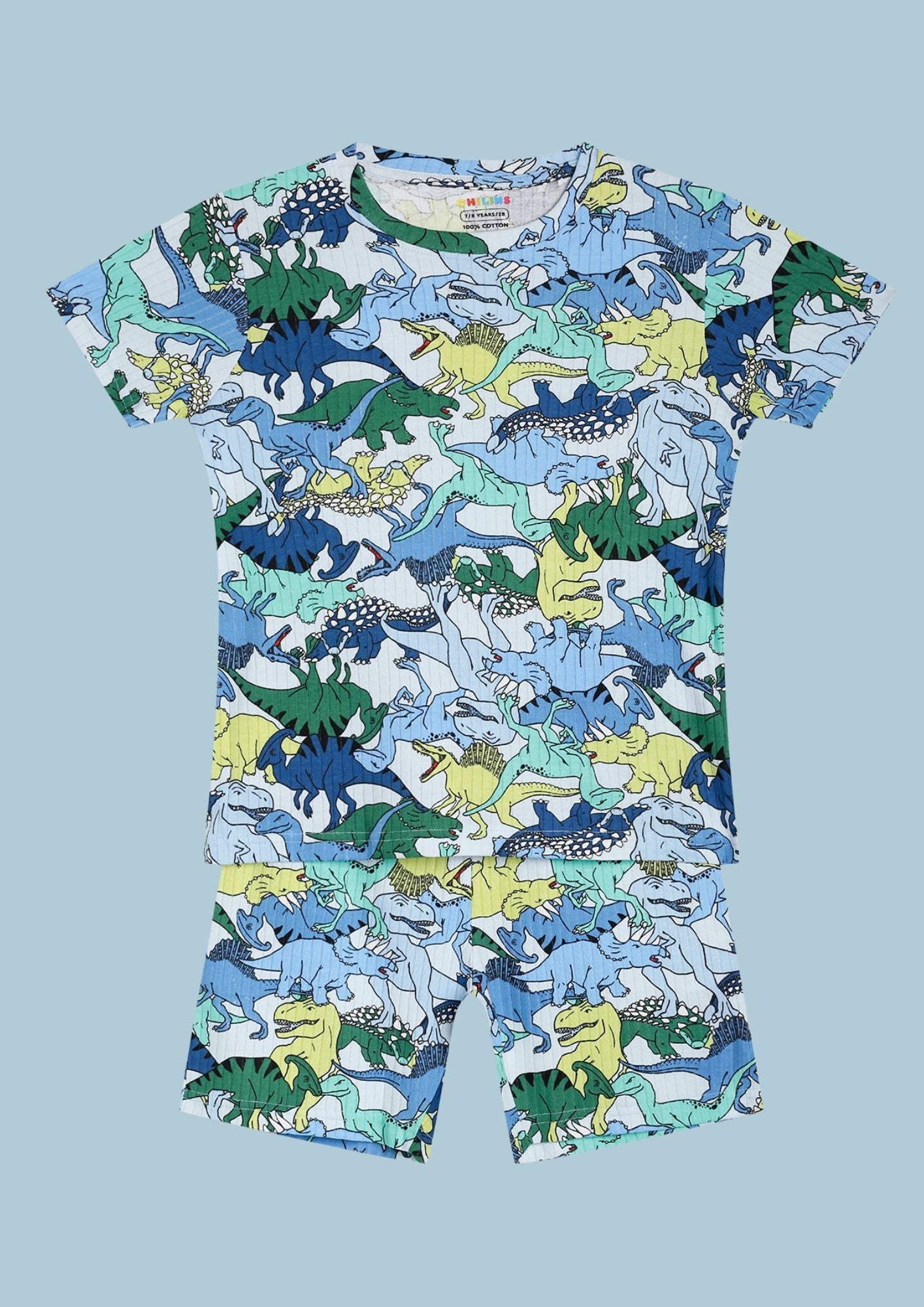 CHILINS Kids’ Dinosaur Print T‑Shirt & Shorts Set – Fun Beachwear