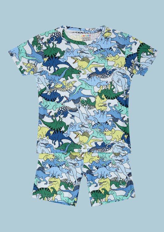 CHILINS Kids’ Dinosaur Print T‑Shirt & Shorts Set – Fun Beachwear