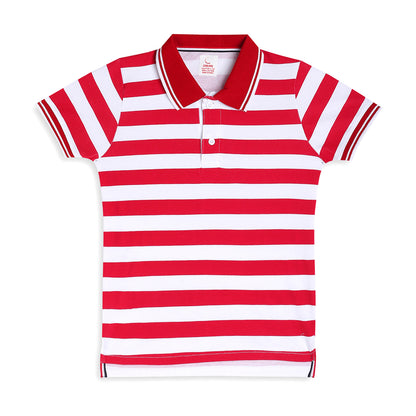 Chilins Kids Striped Polo Tshirt, Color - Red
