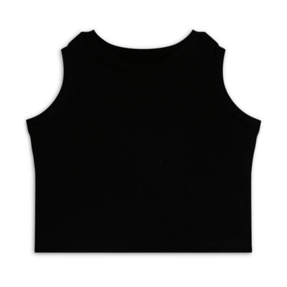 Girl's Solid Crew Neck Ribbed/Knitted Sleeveless Stretchable Slim Fit Crop Tank Top