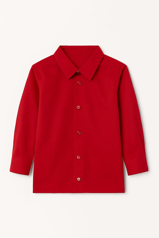 CHILINS Kids Red Solid Formal Shirt | Full Sleeve Button-Down Shirt