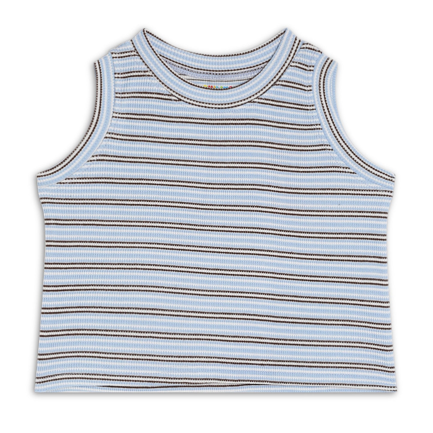 Girl's Solid Crew Neck Ribbed/Knitted Sleeveless Stretchable Slim Fit Crop Tank Top