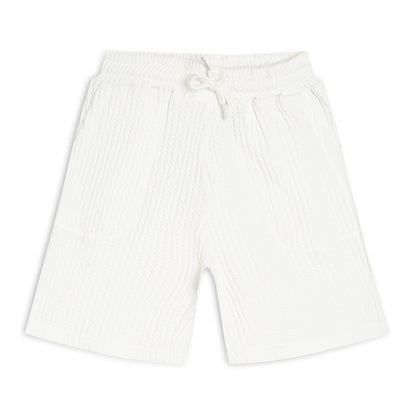 Boy's Cotton Bermuda Shorts with Trending Pocket Design – White