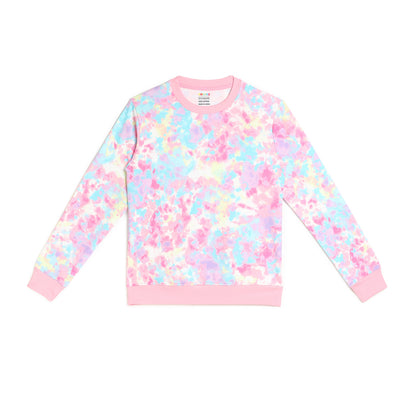 Girls Fleece Printed Round Neck Sweatshirt | Pink Tie Dye