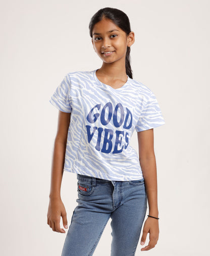 Girls’ Graphic Printed T-Shirt| Crop top | Slogan Tee | Soft Cotton Casual Top for Kids