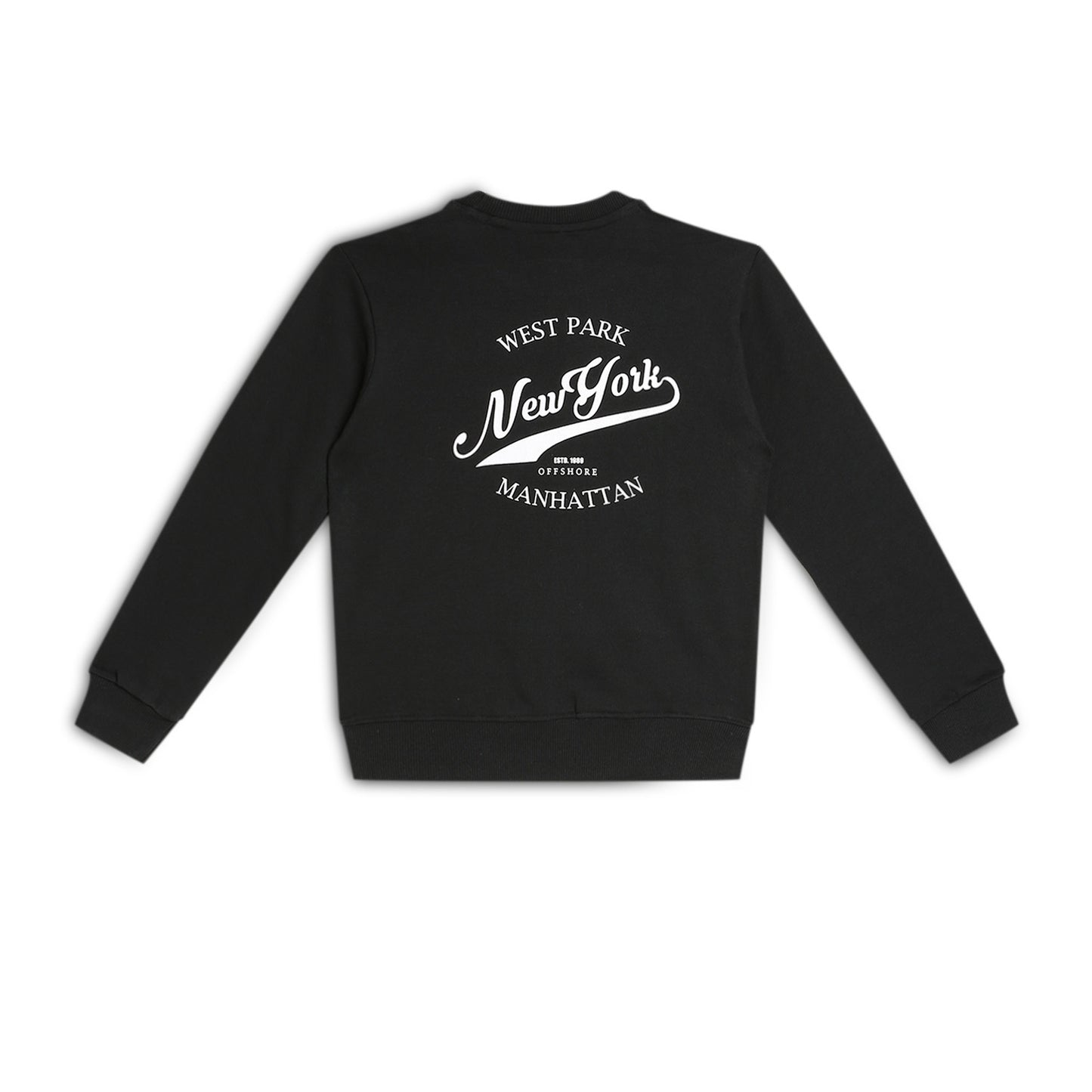 Boys Fleece Printed Round Neck Sweatshirt | Black