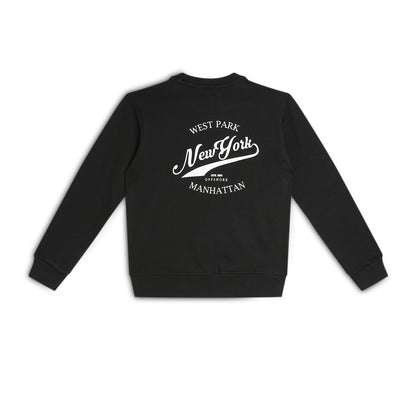 Boys Fleece Printed Round Neck Sweatshirt | Black