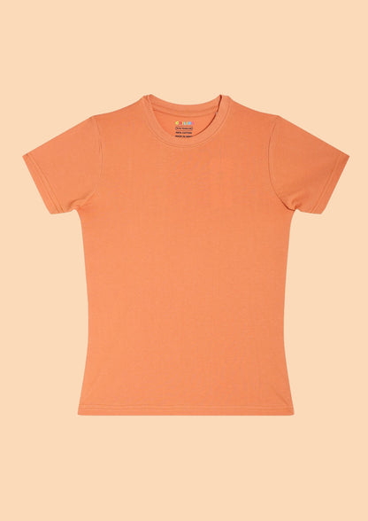 CHILINS Kids’ Peach Orange Cotton T‑Shirt – Soft Crew‑Neck Everyday Wear