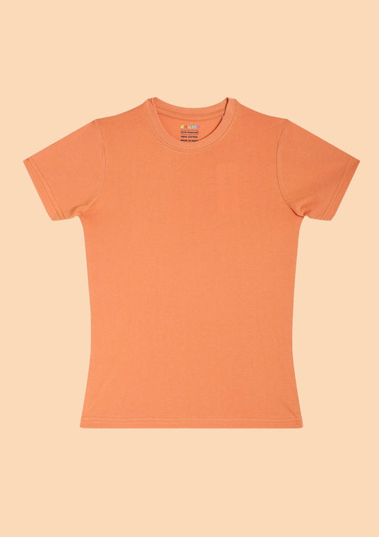 CHILINS Kids’ Peach Orange Cotton T‑Shirt – Soft Crew‑Neck Everyday Wear