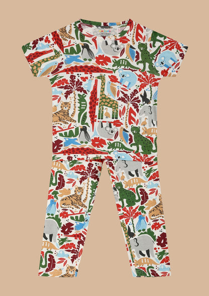 CHILINS Kids’ Animal Print Cotton Shirt & Shorts Set – 100% Pure Cotton Outdoor Wear