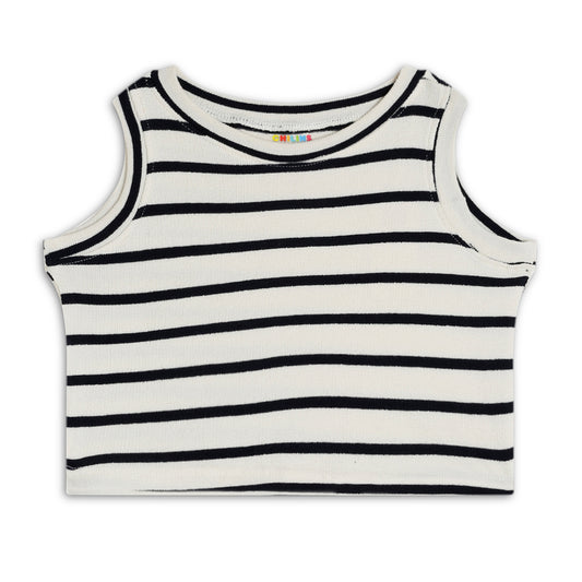 Girl's Solid Crew Neck Ribbed/Knitted Sleeveless Stretchable Slim Fit Crop Tank Top