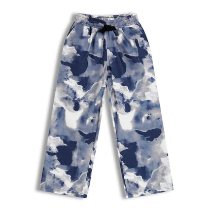 CHILINS Girls Printed Lycra Spun Palazzo | Blue Abstract Print Wide Leg Pants