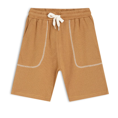 Boy's Cotton Bermuda Shorts with Trending Pocket Design – Brown White