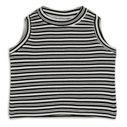 Girl's Solid Crew Neck Ribbed/Knitted Sleeveless Stretchable Slim Fit Crop Tank Top