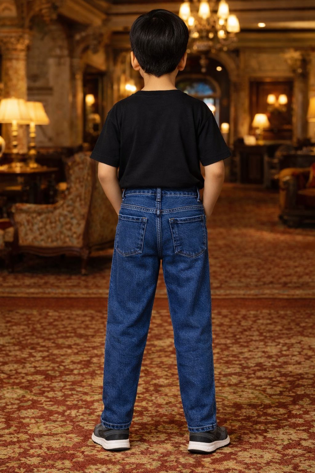 CHILINS Kids Blue Denim Jeans | Button Closure Regular Fit Jeans