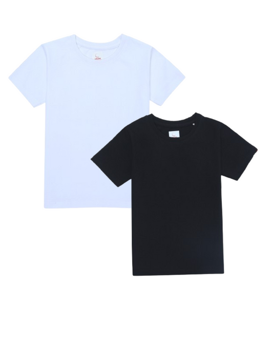 Kids Round Neck T-Shirt Half Sleeves 100% Cotton Plain Solid Color Tshirt