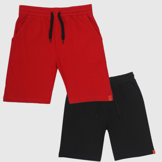 Kids Cotton Shorts Black & Red