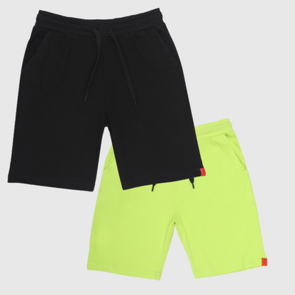 Kids Cotton Shorts Black & Green