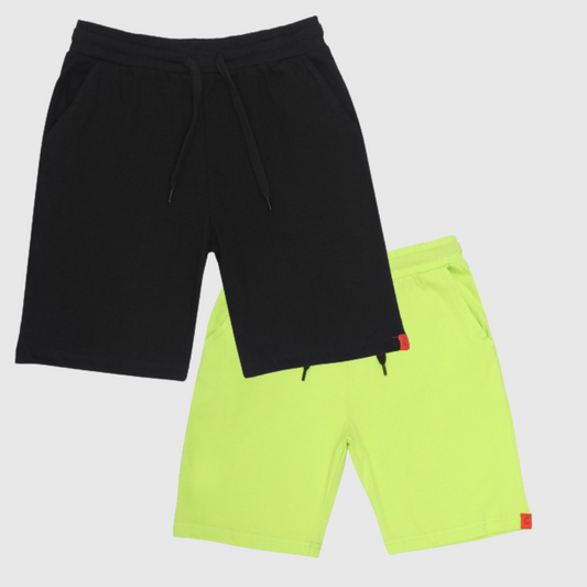 Kids Cotton Shorts Black & Green