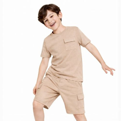 CHILINS Boys Oversize Relax Fit T-Shirt & Shorts Set – Casual Comfort Wear