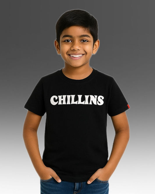 Round Neck Printed Cotton Tshirt, Color- Black