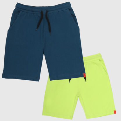 Kids Cotton Shorts Green & Blue