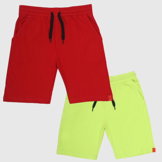 Kids Cotton Shorts Red & Green