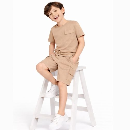 CHILINS Boys Oversize Relax Fit T-Shirt & Shorts Set – Casual Comfort Wear